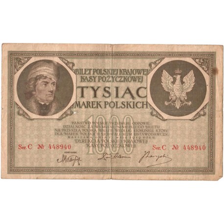 1000 marek 1919, Kościuszko, seria C, stan 3-