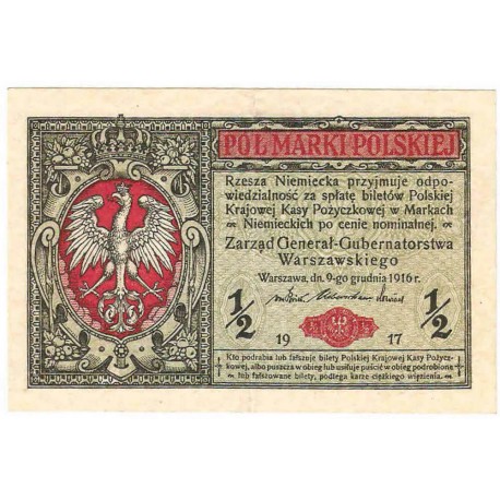 1/2 marki polskiej 1916, Generał, Seria B, stan 2+