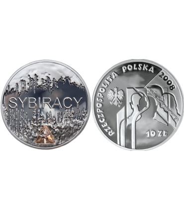 10 zł, Sybiracy, moneta z cyrkonią, rok emisji 2008