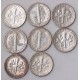 8 x one dime (10 centów), srebro Ag900, różne roczniki 1917-1963