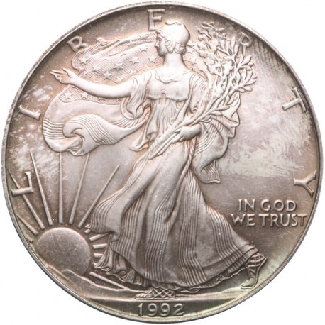 1 Dollar Liberty Orzeł 1992, 1 uncja srebro Ag 999 stan 1