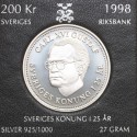 Szwecja 200 koron, 1998, Karol XVI Gustaw, Srebro Ag925