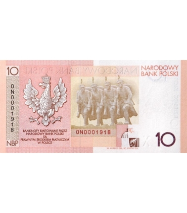 10 zł, Banknot 90. rocznica odzyskania niepodległości (Piłsudski)