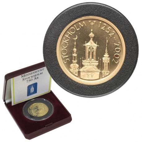 Szwecja 2000 koron, 2002, złoto Au900, 12g, król Gustaw III