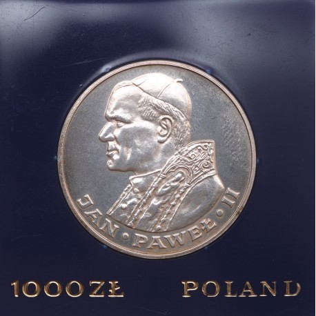 1.000 zł Jan Paweł 2, 1983, wersja kolekcjonerska w niebieskim kapslu