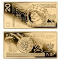 Polskie banknoty obiegowe 20 zł - złoto Au 999, 31,1g