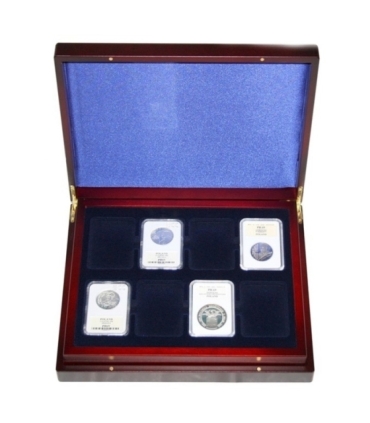 Mahoniowa kaseta do przechowywania dużych monet (do 48 mm)