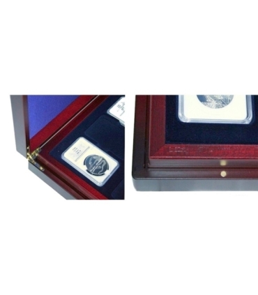 Mahoniowa kaseta do przechowywania dużych monet (do 48 mm)