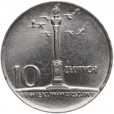 10 złotych Mała kolumna, 1966, stan 2+