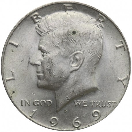 USA, 1/2 dolara Kennedy 1969 D, stan 3+