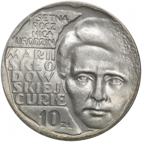 10 zł Maria Skłodowska-Curie, 1967, piękna, wyselekcjonowana