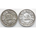 Szwajcaria Lot: 2 x 1/2 franka, 1948, 1952