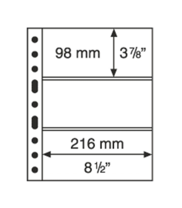 Koszulka Karta do banknotów Leuchtturm GRANDE, 3 okna na 3 duże banknoty, przezroczysta
