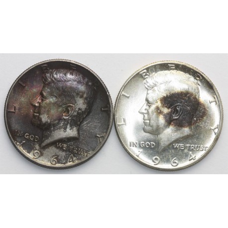 USA Lot 2 x 1/2 dolara half dollar Kennedy 1964, stan 2/3