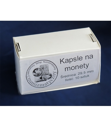 Kapsle o średnicy 29,5 mm (10 sztuk), akcesoria numizmatyczne,