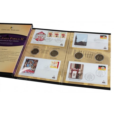 Pożegnanie Jana Pawła II - 6 medali + 6 kopert ze znaczkami i stemplem Poczty Watykańskiej