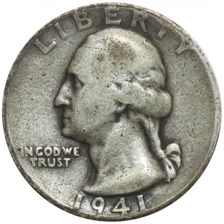 USA ¼ dolara (quarter, 25 centów), 1941, ćwierćdolarówka Waszyngtona, Ag900