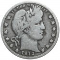 USA ¼ dolara, 1913 Ćwierćdolarówka Barbera, D, 3-