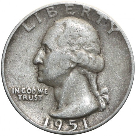 USA ¼ dolara (quarter, 25 centów), 1951 ćwierćdolarówka Waszyngtona, srebro Ag900