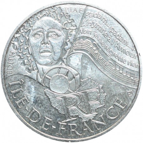 Francja 10 euro, 2012 Île-de-France, srebro Ag500