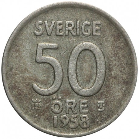 Szwecja 50 ore, 1958, srebro