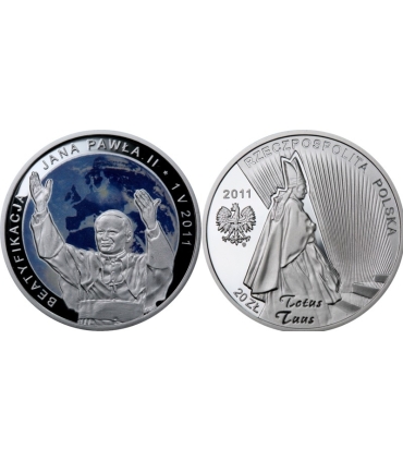 3 x srebro w etui z grawerem Pontyfikat, Beatyfikacja, Kanonizacja