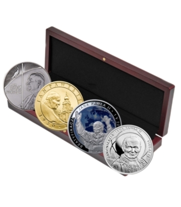 4 x srebro w etui, Pielgrzym, Pontyfikat, Beatyfikacja, Kanonizacja