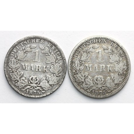 Lot: 2 x 1 Mark 1875 A, srebro, stan 3