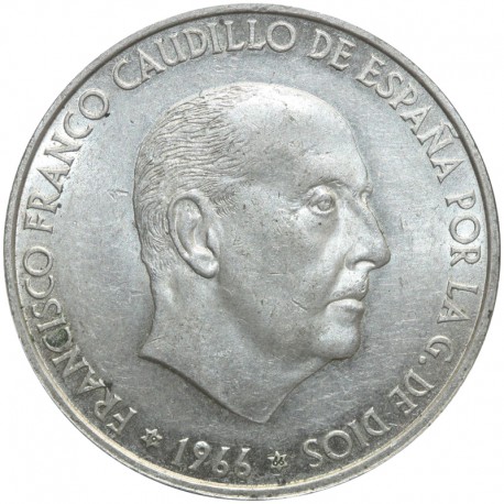 Hiszpania 100 peset, 1966, srebro