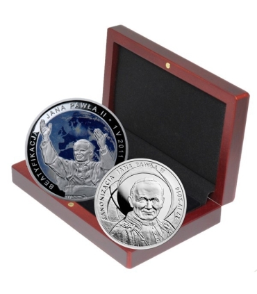 2 x srebro etui + grawer Kanonizacja + Beatyfikacja