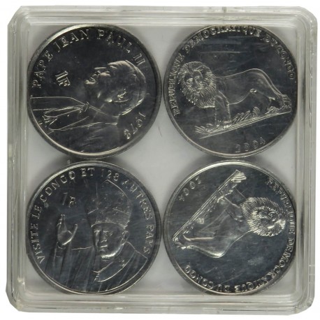 Kongo, zestaw 4 x 1 frank, 2004, mennicze w kapslu