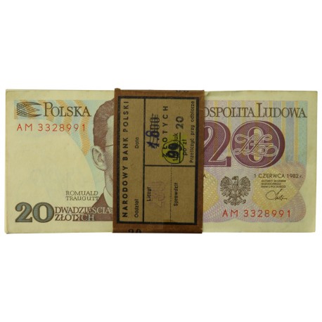 Paczka bankowa z banderolą 20 zł, Romuald Traugutt, 1982, AM
