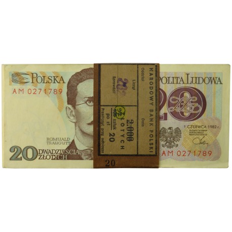 Paczka bankowa z banderolą 20 zł, Romuald Traugutt, 1982, AM