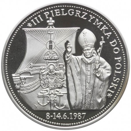 Medal, Jan Paweł II III pielgrzymka do Polski, srebro certyfikat