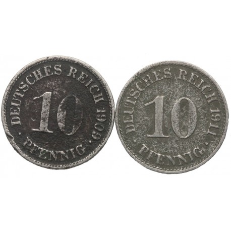 Lot: Niemcy 2x10 fenigów, 1909, 1911