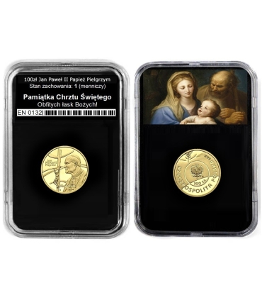 100 zł, JP II Papież Pielgrzym, Pamiątka Chrztu Św.+dedykacja