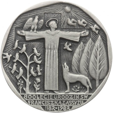 Medal 800 lecie urodzin św. Franciszka z Asyżu, 1982, srebro Ag925