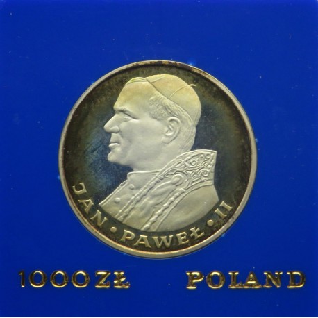 1.000 zł Jan Paweł 2, 1983, wersja kolekcjonerska w niebieskim kapslu