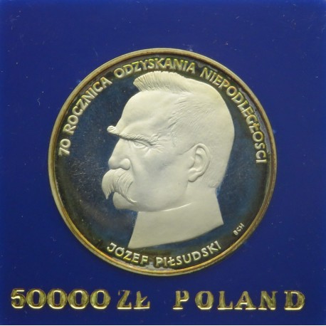 50000 złotych Piłsudski 70 rocznica niepodległości, wersja kolekcjonerska