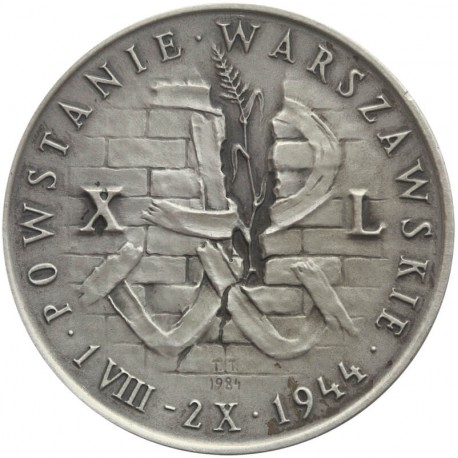 Medal Powstanie Warszawskie, autor Tadeusz Tchórzewski, srebro Ag 925