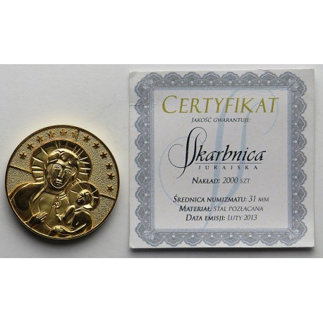 Medal Jasnogórskie Sanktuarium Maryjne + etui + certyfikat, pozłacany