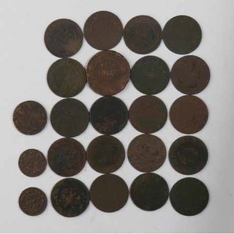 Lot 23 szt. stare miedziane monety do identyfikacji