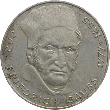 Niemcy 5 marek, 1977 200 rocznica urodzin - Carl Friedrich Gauss, srebro