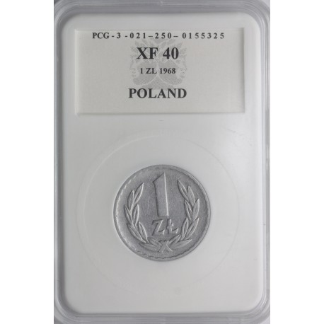 1 złoty 1968, PCG XF40, ładna