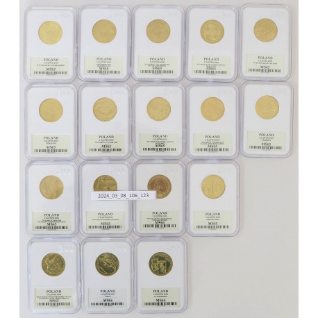 Pełny komplet 17 monet 2 zł GN rocznik 2009, grading GCN MS65-MS66, mennicze
