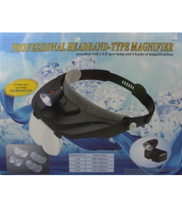 Lupa nagłowna z podświetleniem LED, powiększenie od 1x do x6
