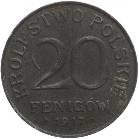 20 Fenigów 1918 FF Królestwo Polskie, Stan 2-
