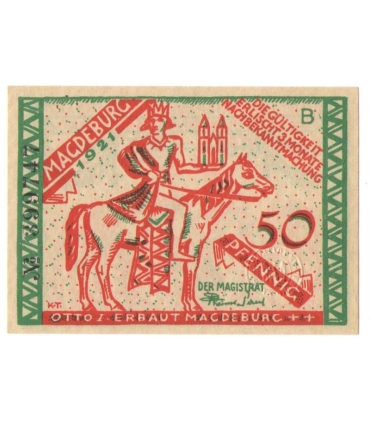 50 Pf banknot zastępczy Magdeburg 1921