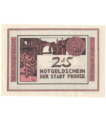25 Pf banknot zastępczy Miasto Frohse 1921