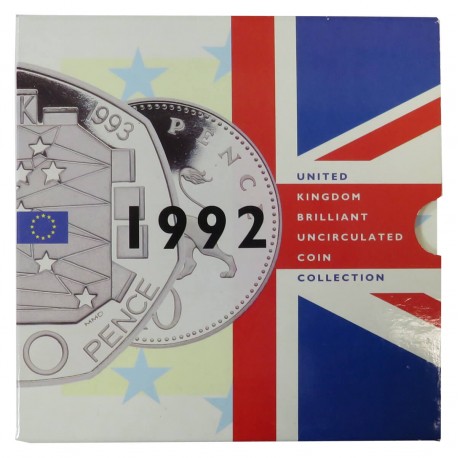UK, 1992 Zestaw 9 nieobiegowych monet Royal Mint w tym EEC 50P, etui